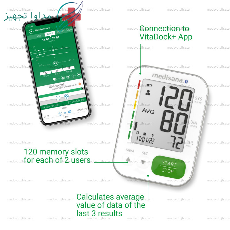 فشار سنج دیجیتال بازویی مدل 570 - Connect Whiteمدیسانا